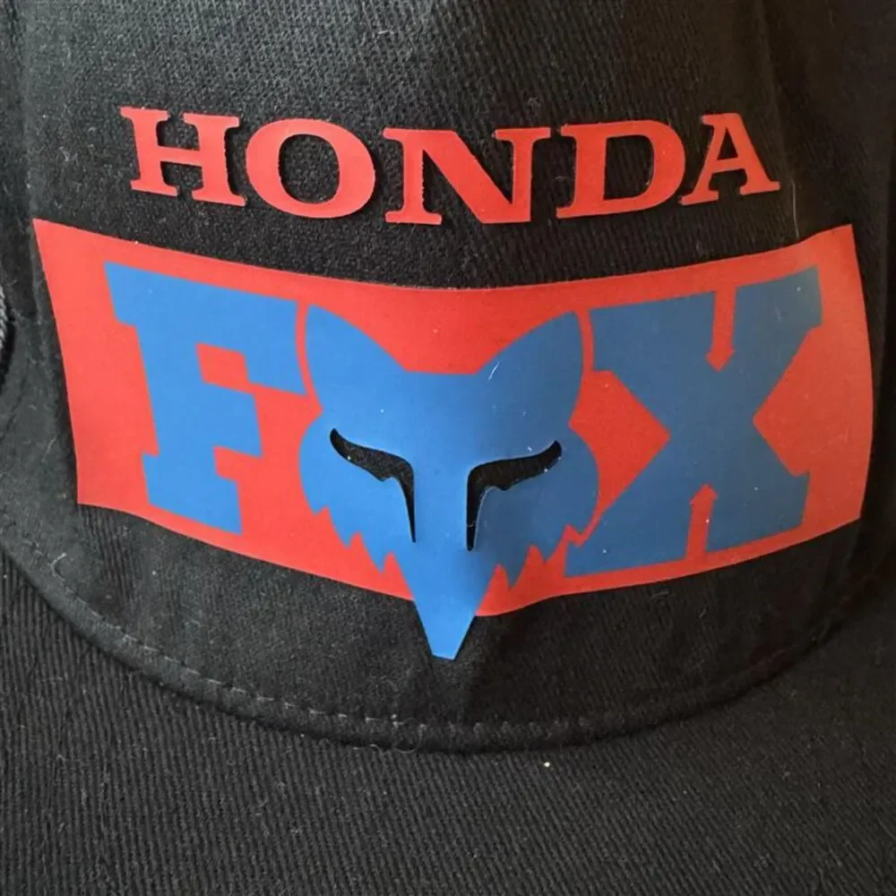 Fox Racing Honda HRC Snapback Hat Black Red Blue Motocross Cap OSFA Style 29018